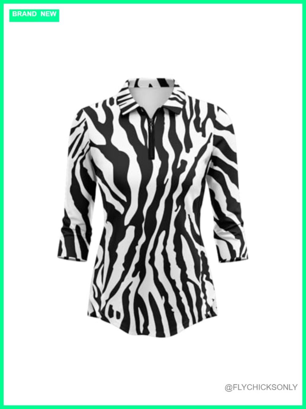 Womens Golf Polo Shirt 3/4 Sleeve Athletic Tennis Running Top Pullover